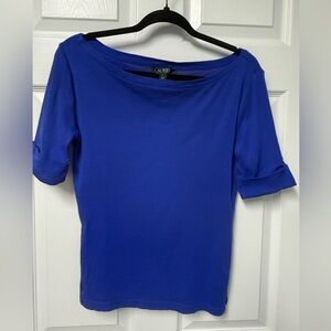 Ralph Lauren Royal Blue Boatneck Short Sleeve Top
